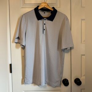 Adidas Two-Color Club Stripe Polo Shirt Size L